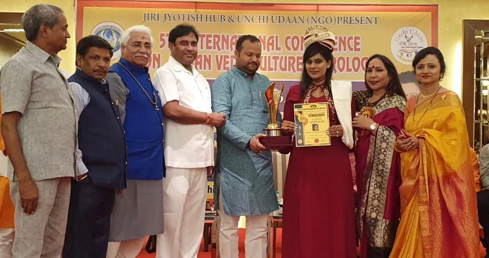 A group award presentation.